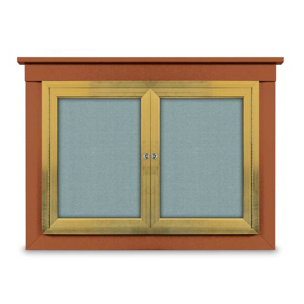 24"x36" 1-Door Enclosed Letterboard, Header, Grey Vinyl/Lt Oak